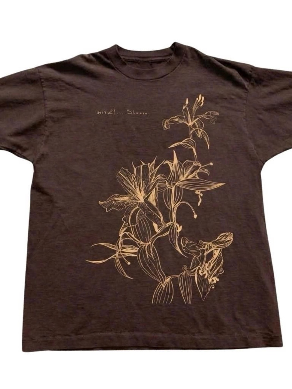 Brown Floral Graphic Tee - Neutral Floral Design